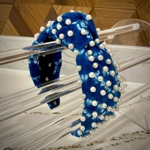 LELE SADOUGHI - Indigo Pearl Shibori Knotted Headband